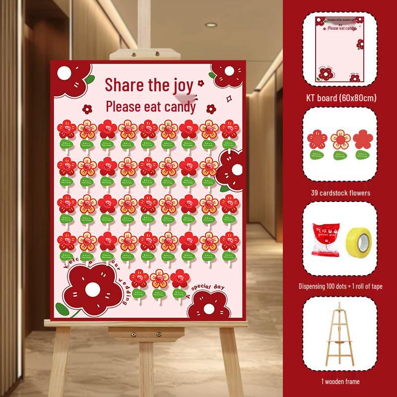 Creative Wedding Engagement Candy Lollipop Welcome Sign and KT Board Backdrop Decoration