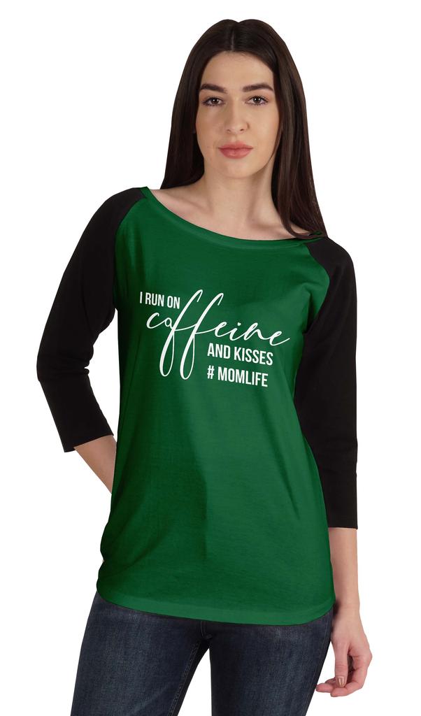Inkmeso I Run On Caffeine And Kisses #Momlife T-shirt Graphic Top For Women