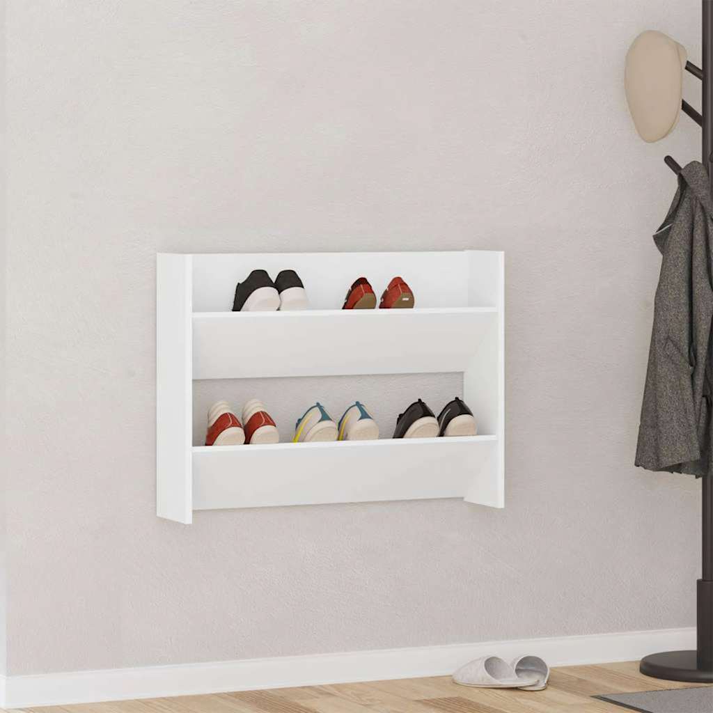 Vidaxl Półka Ścienna Na Buty Biała 80X18X60 Cm Materiał Drewnopochodny