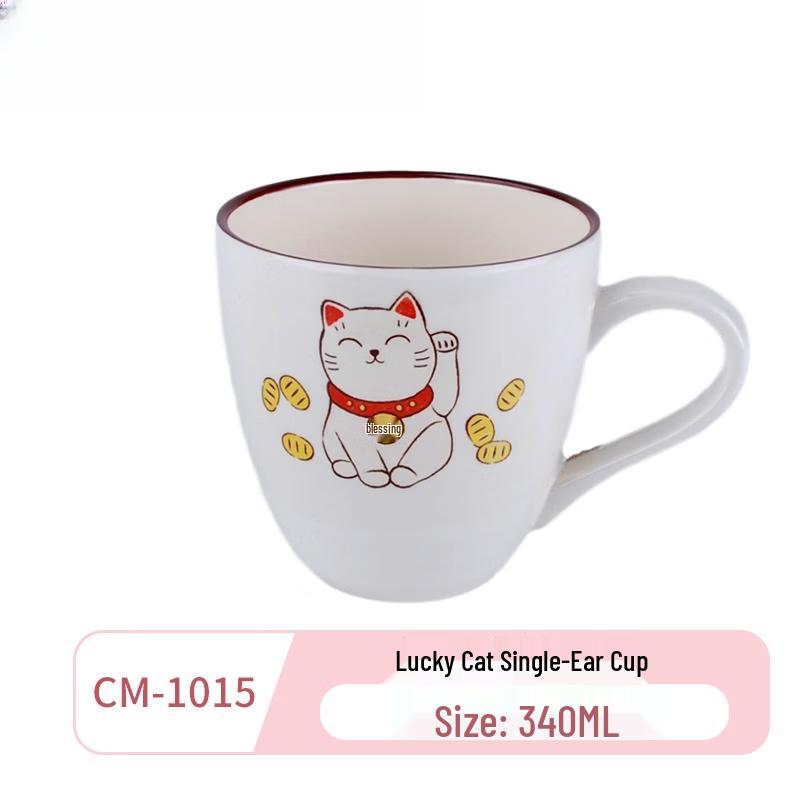 Lucky Cat Commercial Melamine Single-Handle Cup (Pack of 10)
