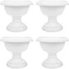 Yardwe 4pcs White Urn Planter Plastic Pedestal Flower Vases Plant Pot Grecian Plants Pot Roman Flower Pot for Yard Garden Porch Front Door
