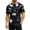 Men's Casual Short Sleeve T-Shirt Lightweight Breathable Fabric Crew Neck Halloween Themed Printed Top for Everyday Wear