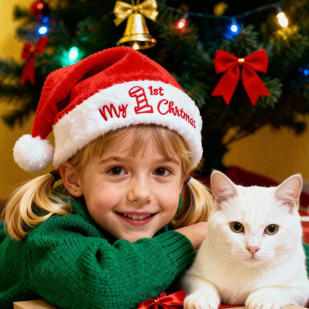 Plush Santa Christmas Hat And Stocking Set Letter Embroidery Design Gift For