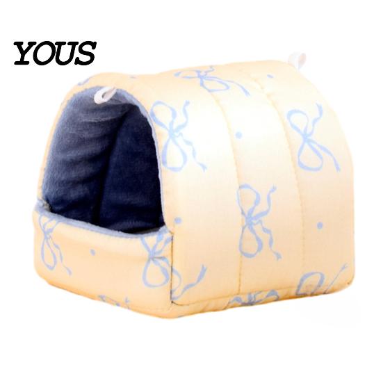 Cute Cartoon Printed Cage Accessory Quilted Hamster Bed, Print Cozy Hideout, Winter Cave Small Animal Nest Accessories for Chinchilla Gerbil