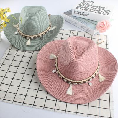 Retro Jazz Hat Women's Summer Seaside Trip Shell Fringed Sunshade Straw Hat Sun Protection Beach Men's Top Hat Tide