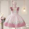 Flower Girl Princess Dress For Weddings Summer Kid Formal Bow Long Gown For School Evening Party Children New Year Cloth L6016