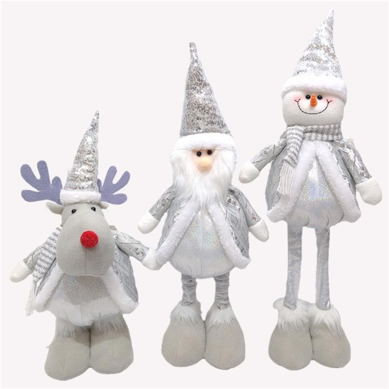 Santa/Snowman/Elf Stretchable Decoration Adjustable Height Silver Ornament For Window Home Christmas Holiday Decoration