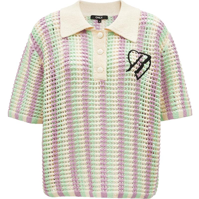 ONLY 2024 Summer Women's Color-block Knit Polo Top
