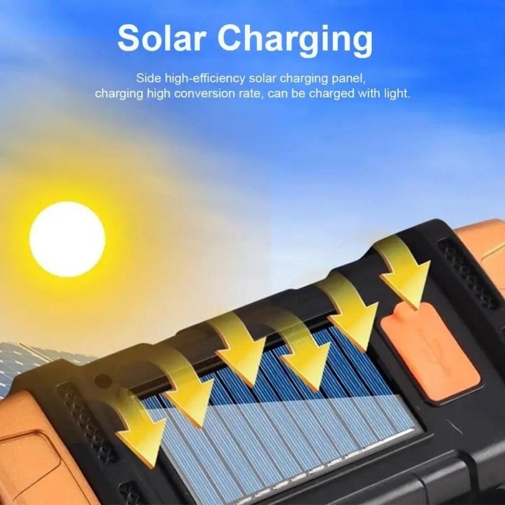 High Power Solar Emergency Light Waterproof Led Flashlight COB Searchlight  Outdoor Use