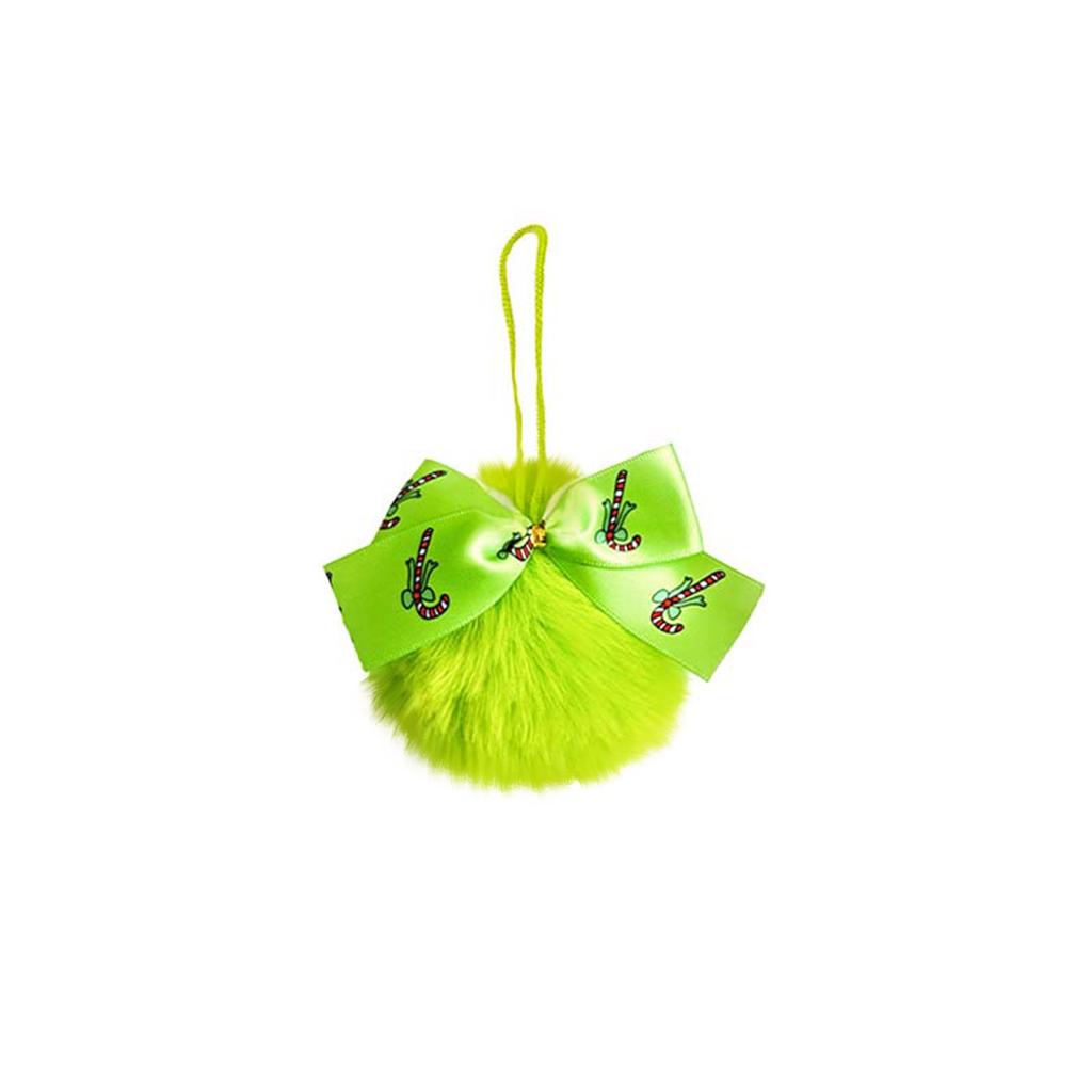 Christmas Bow Plush Ball Pendant, 8cm Festive Party Ball Decoration, Plush Ball Decorative Pendant, Christmas Tree Decorative Pendant.