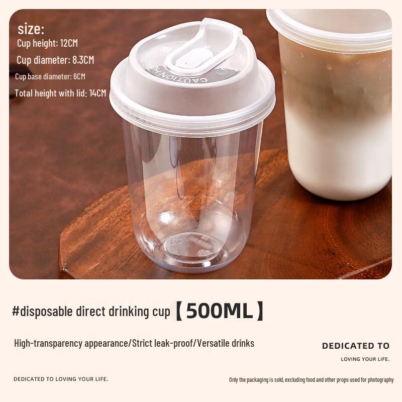 Ten Color Life 500ml Disposable Plastic Cups with Direct Drink Lids