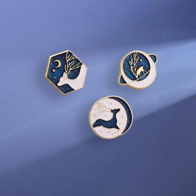Brož Star Deer Couple: Odznak v retro čínském stylu pro zdobení batohu, kreativní dárek k narozeninám
