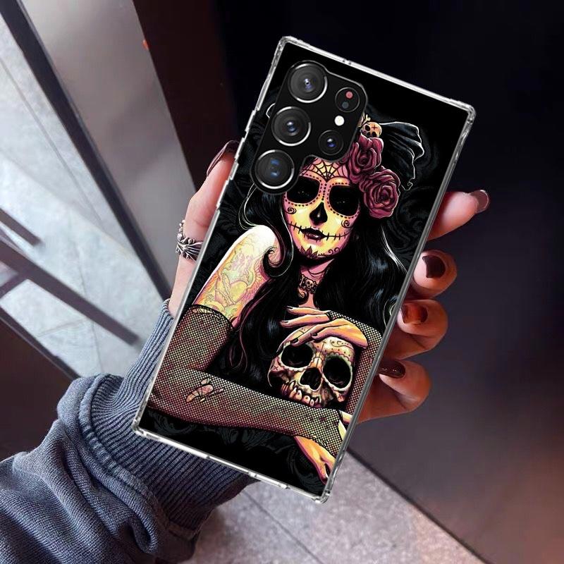 Catrina Beautiful Rose Girl Skull Phone Case For Samsung Galaxy S23 S24 S25 Edge S26 Ultra S22 + S21 Plus S20 FE Cover Silicone