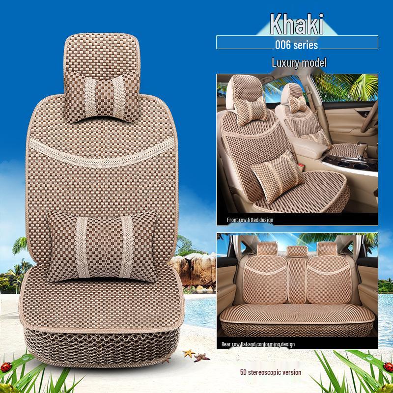 Four Seasons Ice Silk Car Seat Cushion with Cartoon Chinese Knot Design