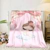 Ballerina In Pink Flowers Blanket Flannel Blanket for Bed, Sofa, Camping, Hiking, Picnic Essentials, Gift for Family Fan Gifts