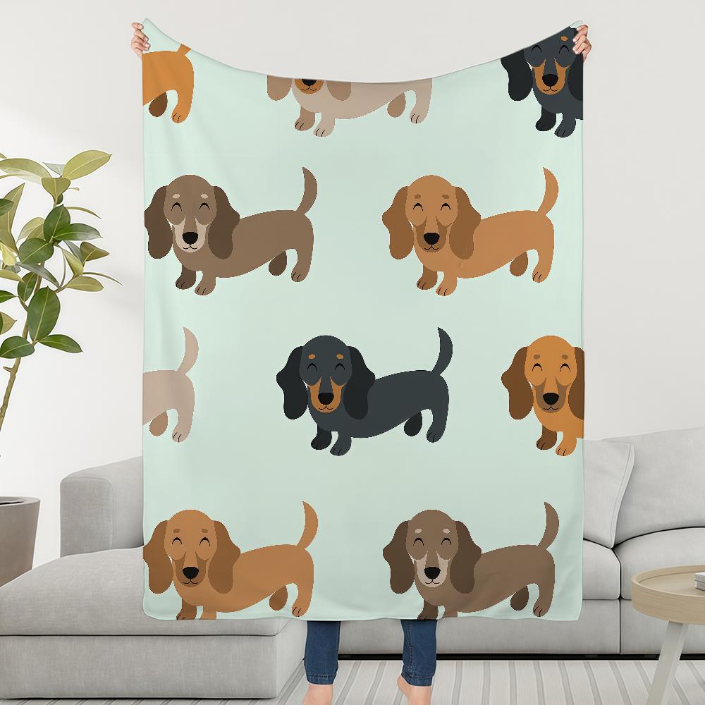 Dachshund Cartoon Blanket Throw Super Cosy Plush Living Room Sofa Couch Childish Birthday Gifts