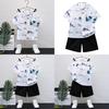 Trendy Summer Childrens Outfit For Boys Featuring Soft Cotton Short Sleeve Shirt And Shorts Set