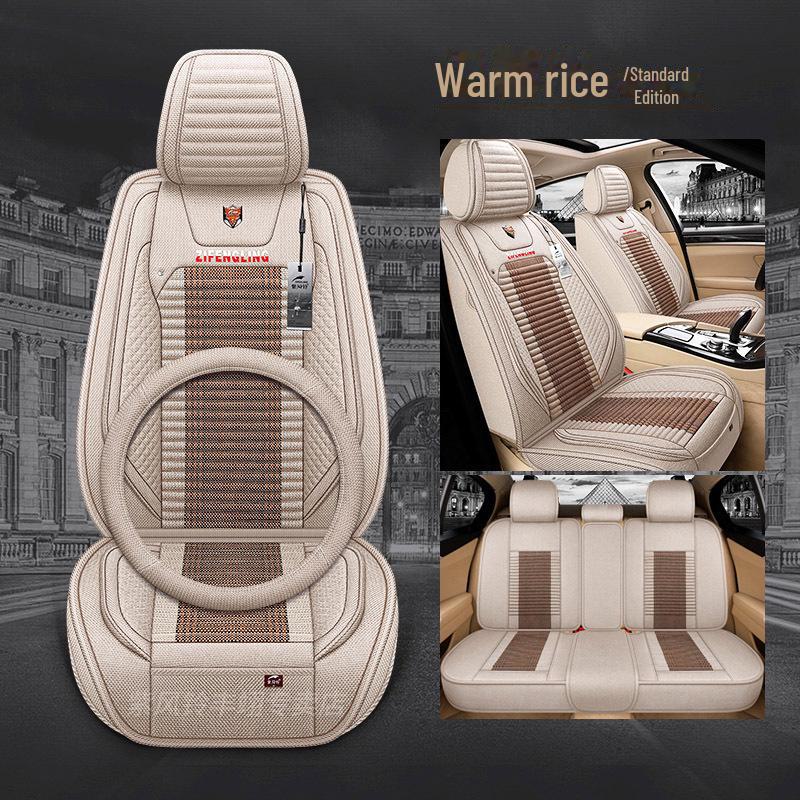 Purple Wind Bell Linen Seat Cover for 5 Series 530Le - Light Blue Geometry A Star Design