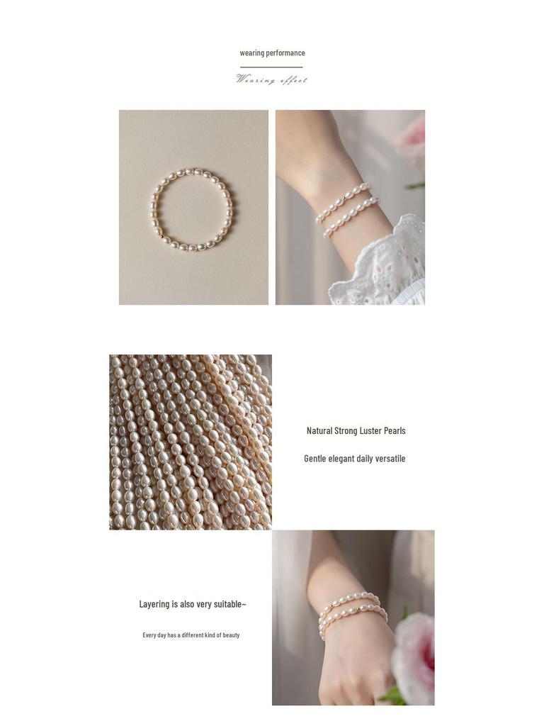 Natural Freshwater Pearl Bracelet: Strong Luster, Elastic, Vintage Style, Versatile & Elegant Design for Women
