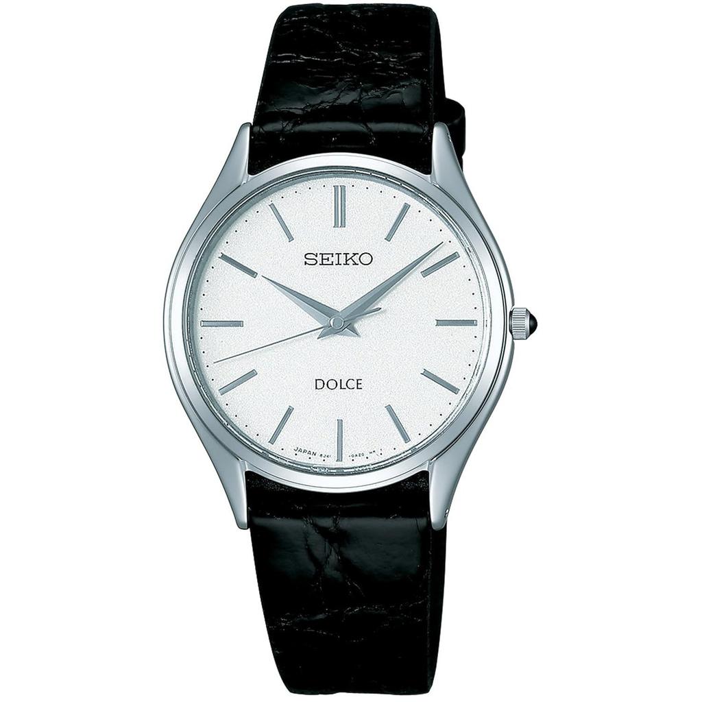 Orologio SEIKO DOLCE quarzo vetro zaffiro rivestimento antiriflesso impermeabile per la vita quotidiana SACM171 da uomo differenza annuale quadrante argentato cinturino in pelle