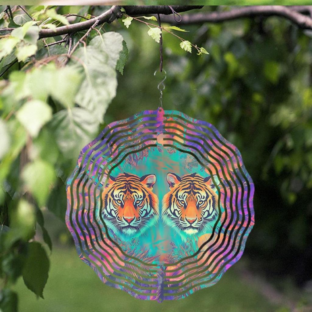 Outdoor Windspiel 2D Flach Offenes Chrysanthemenmuster Hängende Dekoration für Frühling Sommer Balkon Hof Künstlerisches Dynamisches Design