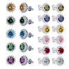 1 Pair Stud Earrings Sunflower Shape Cubic Zirconia Inlaid Ear Studs Women Geometric Earrings