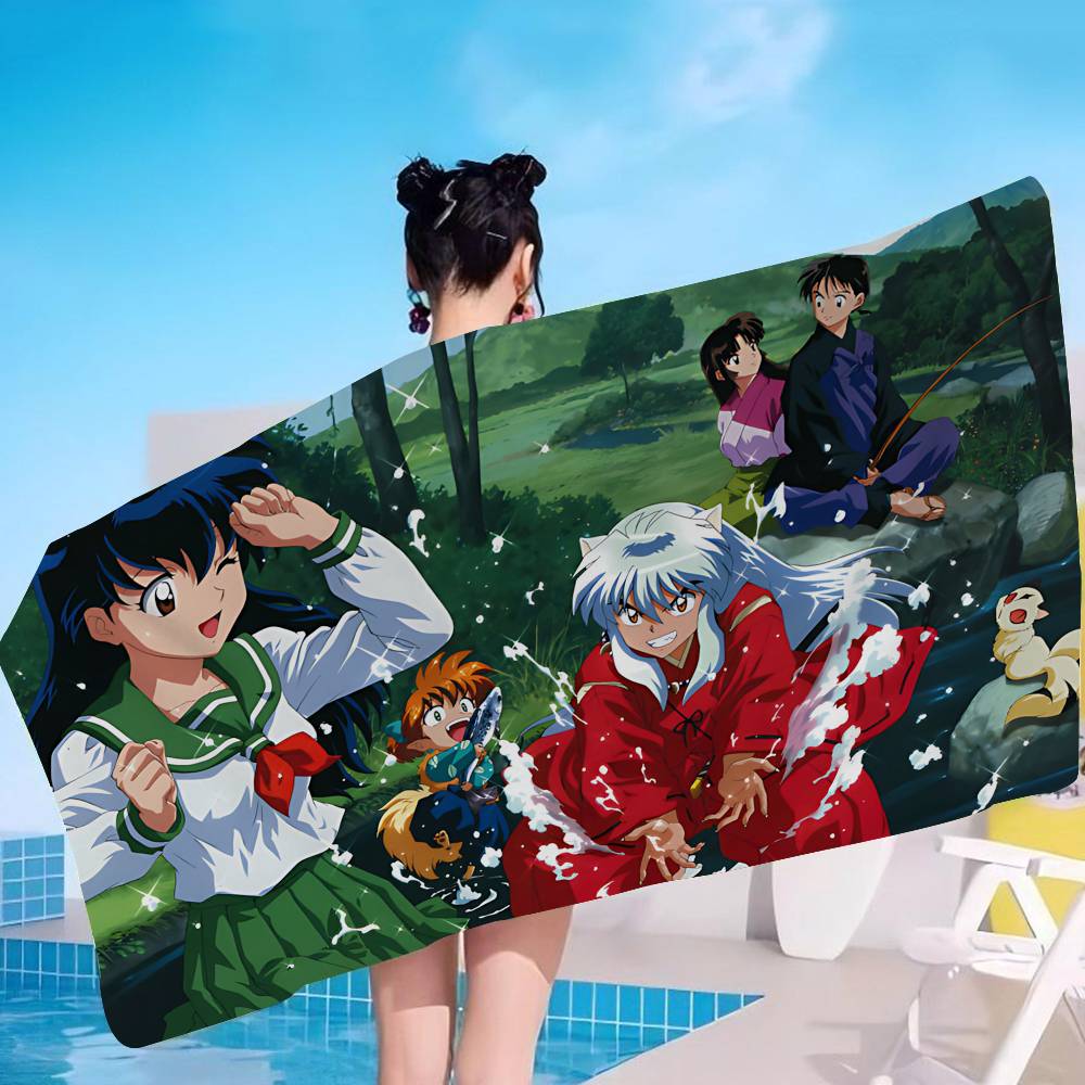 Asciugamano da Spiaggia Anime Inuyasha Asciugamani da Bagno Colorati per Ragazza Microfibra Asciugatura Rapida Senza Sabbia Spiaggia Yoga Spa Palestra Piscina