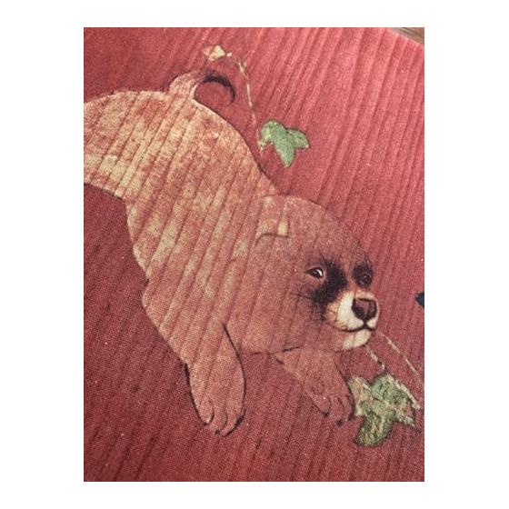 Ukiyo-e Tenugui Towel - Morning Glory Puppies by Maruyama Okyo, Large (Approx. 100cm X 35cm), 100% Cotton, Made In Japan, Tokka Fabric, Fine Threads,