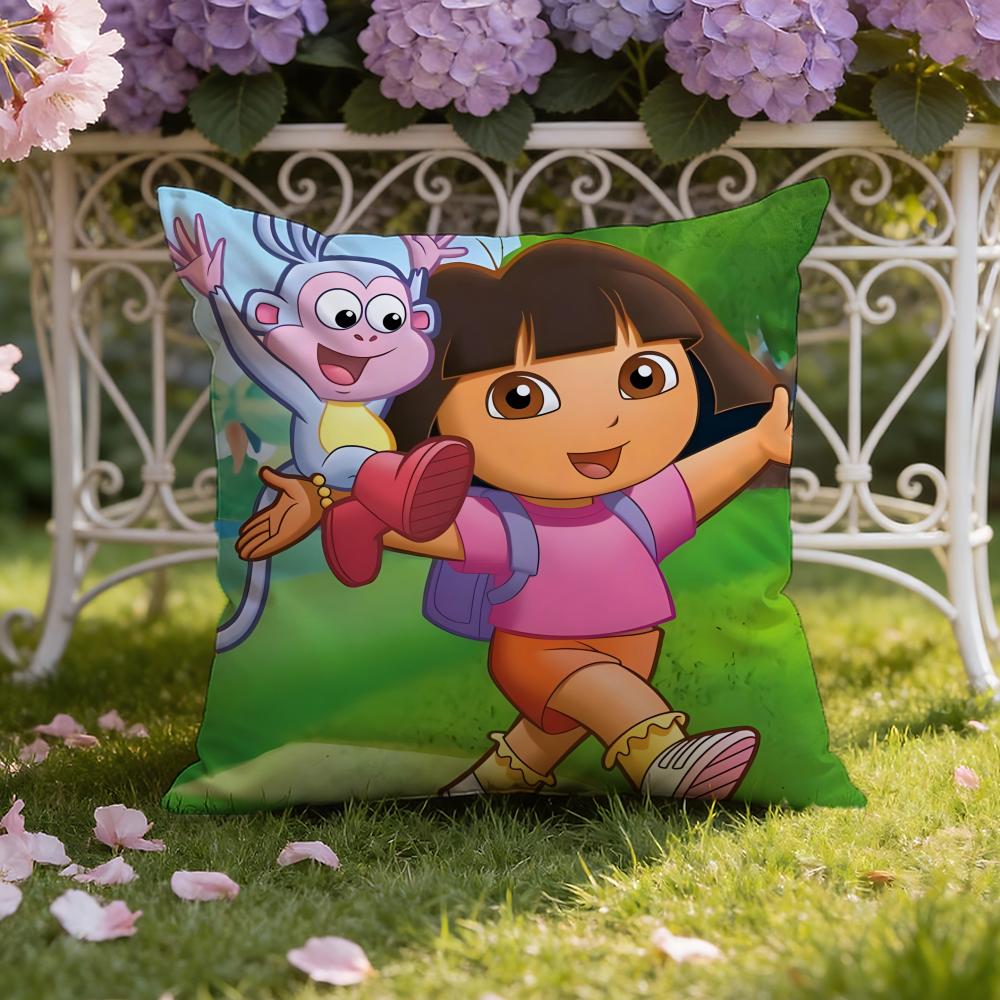 Anime Cute D-Dora the E-Explorer Cushion Cover Home & Car Dual-Scene Pillow Cover: Reversible for Premium Comfort