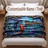 Koi Fish Theme Soft Blanket Personalized Custom Name Text Print Warm Blanket Home Sofa Bedroom Decor