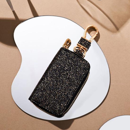 Faux Leather Car Key Case Mini Portable Glitter Men Women Car Key