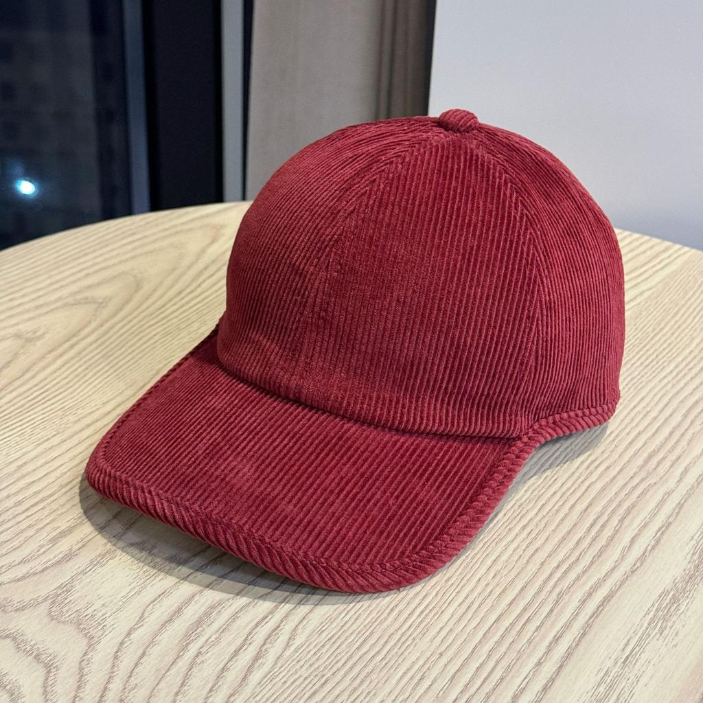 Autumn and Winter Fashionable and Versatile Thickened Corduroy Edged Adjustable Baseball Cap for Women Korean Version Solid Color Peaked Hat Trendy