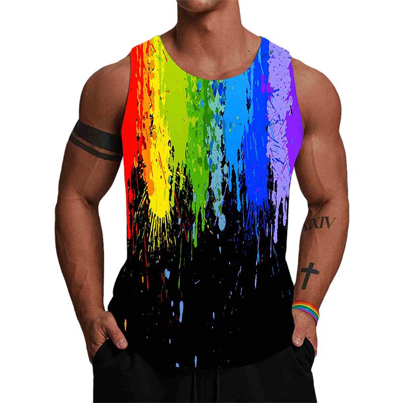 Summer Harajuku 3D Colorful Styles Printed Tank Top For Men Fashion Streetwear Sports Gym