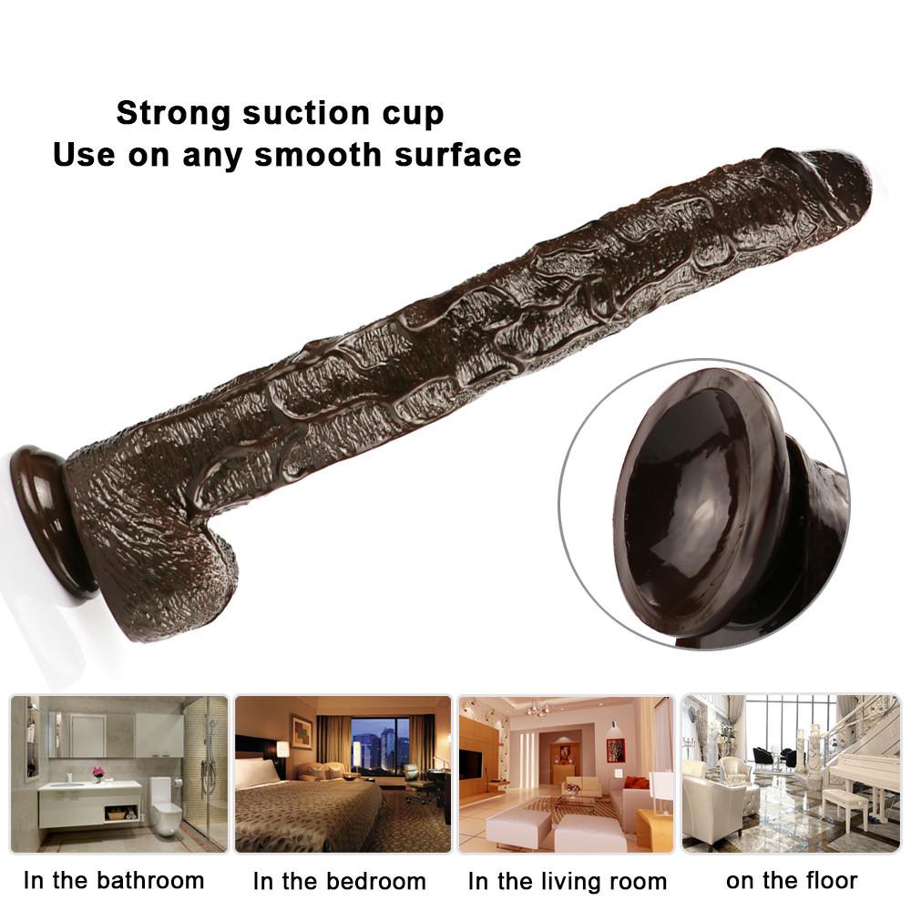 Consoladores súper enormes RUNYU consolador realista Anal con ventosa juguete sexual de pene suave grande para mujeres