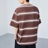 Anta Striped Loose Knit T-Shirt Unisex Tops Chocolate 952328105-2