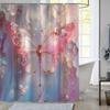 1pc Pink Glitter Butterfly Shower Curtain, Perfect Bathroom Decor for All Seasons, Shower Privacy | Digital Printed Curtain
