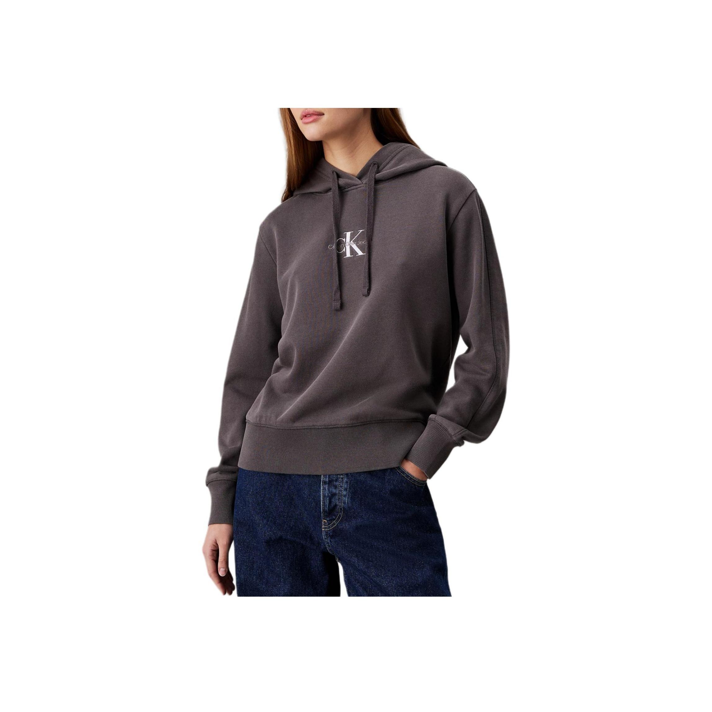 

Calvin Klein Минималистичная удобная ребристая трикотажная хлопковая толстовка с капюшоном с буквами для женщин, толстовки с капюшоном, выцветшие, черные J20J223534-PT2 M