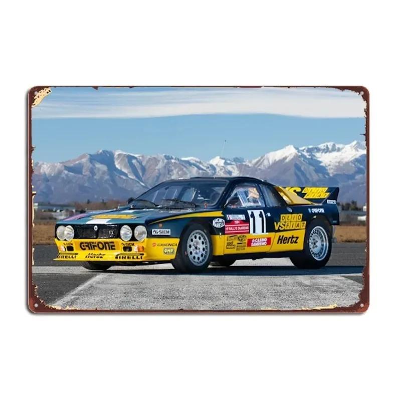Racerbils 1985 Tävlings Rally Metallplåtsskylt Vintage Bilaffisch Dekorativ Väggplatta Järnplåt Målade Skyltar Garage Heminredning