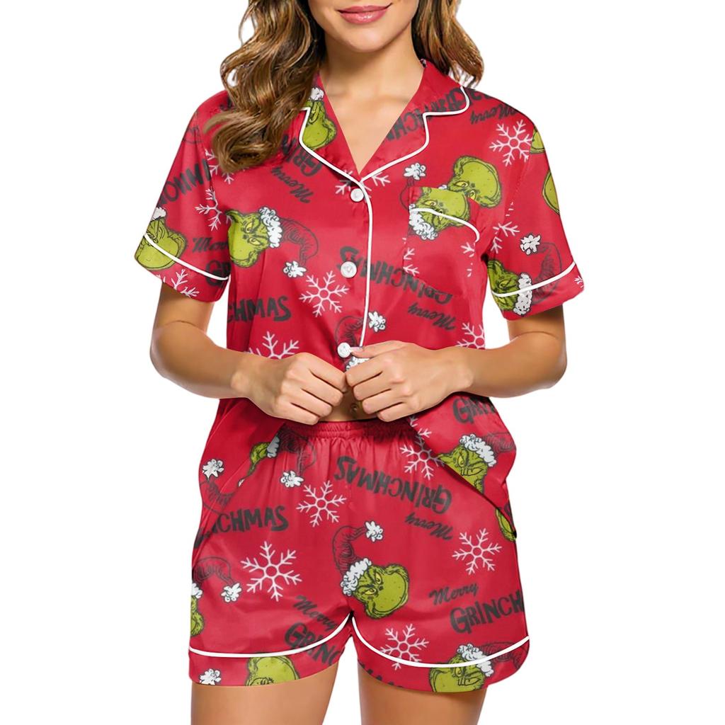 Women's Fashion Home Pajama Set Home Clothes Short Sleeve Pajamas Shorts Two-piece Set