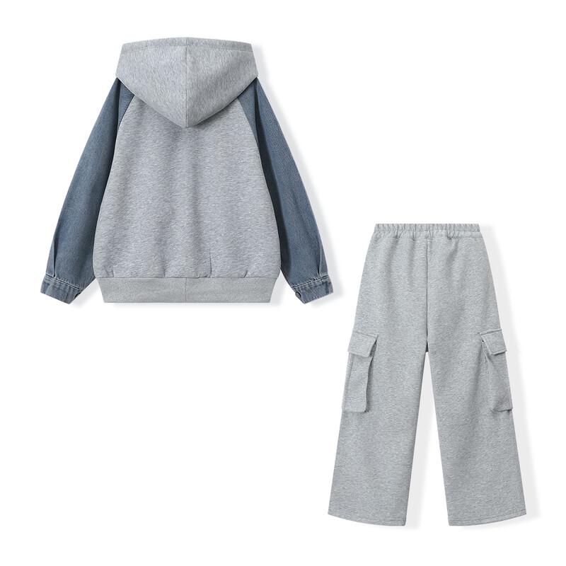 Montagut 2026 Spring Patchwork Denim Casual Kids Set