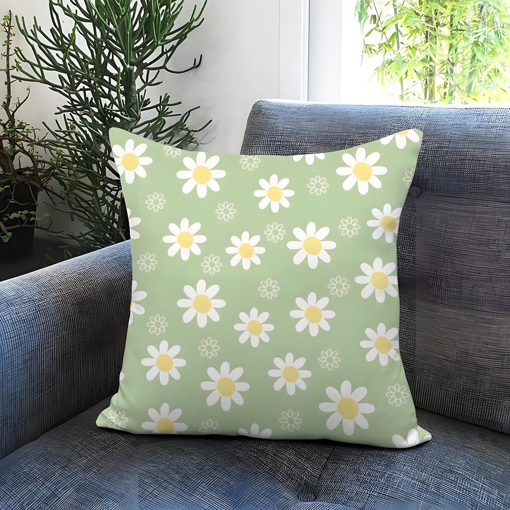 Daisy Pattern Cushion Cover Comfortable Reversible Pillow Cover Ideal for Car Sofa Bedroom  Beyond