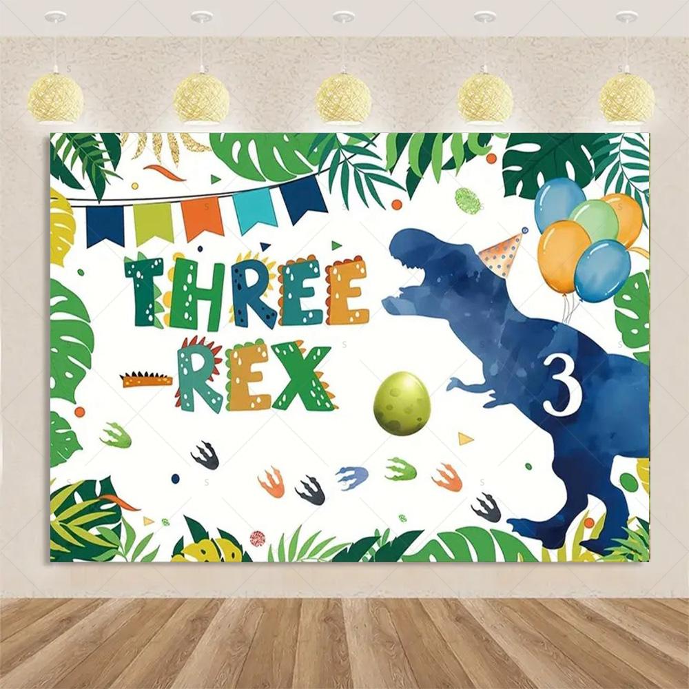 Cartoon Dinosaurier Kindergeburtstagsparty Dekoration Dschungeltier Hintergrundbanner Jurassic World Waldkulisse Für Babyparty