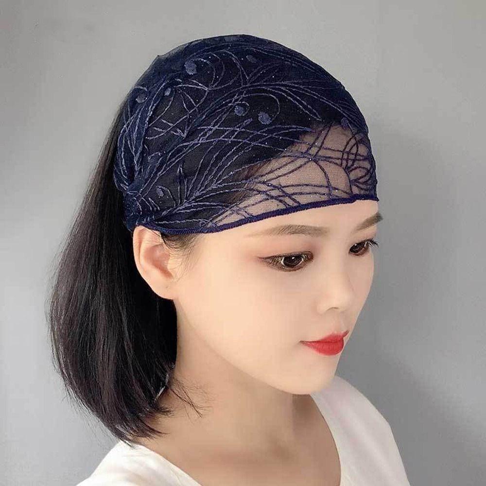 Wide edge headband Korean Headwear Women Headband Mesh Hairbands Fashion Lace Flower Hairbands