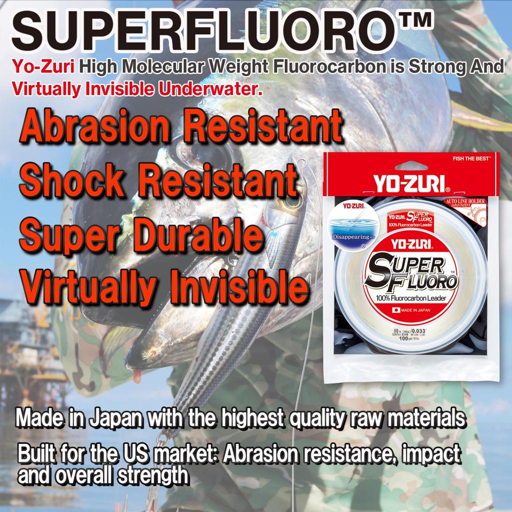 Fluorocarbon Super 100 80 Clear YO-ZURI Line, Fluoro, Yds, Lbs,
