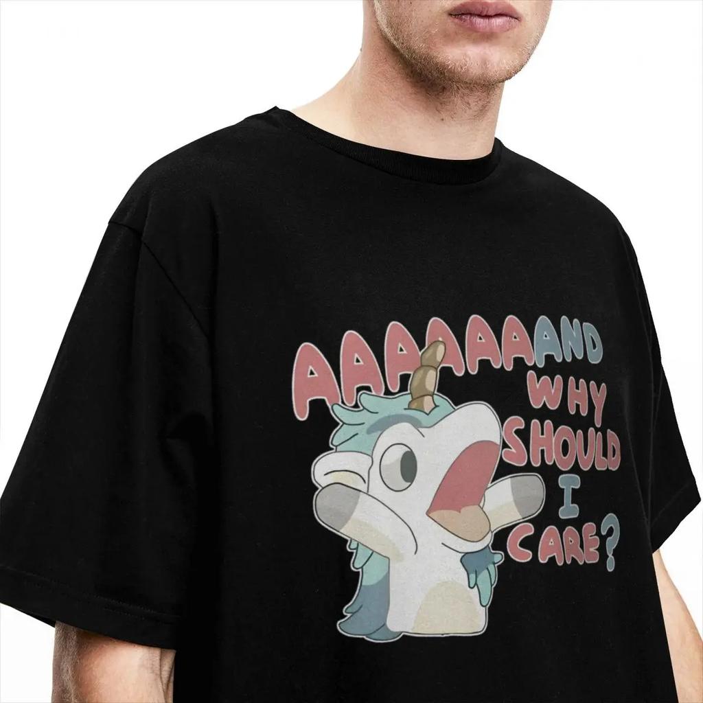 Herren Damen T-Shirt Warum sollte es mich interessieren Einhorn T-Shirts Harajuku Hot Anime Blauäugige Strand T-Shirts Y2K Basic Muster 100 Baumwoll T-Shirts