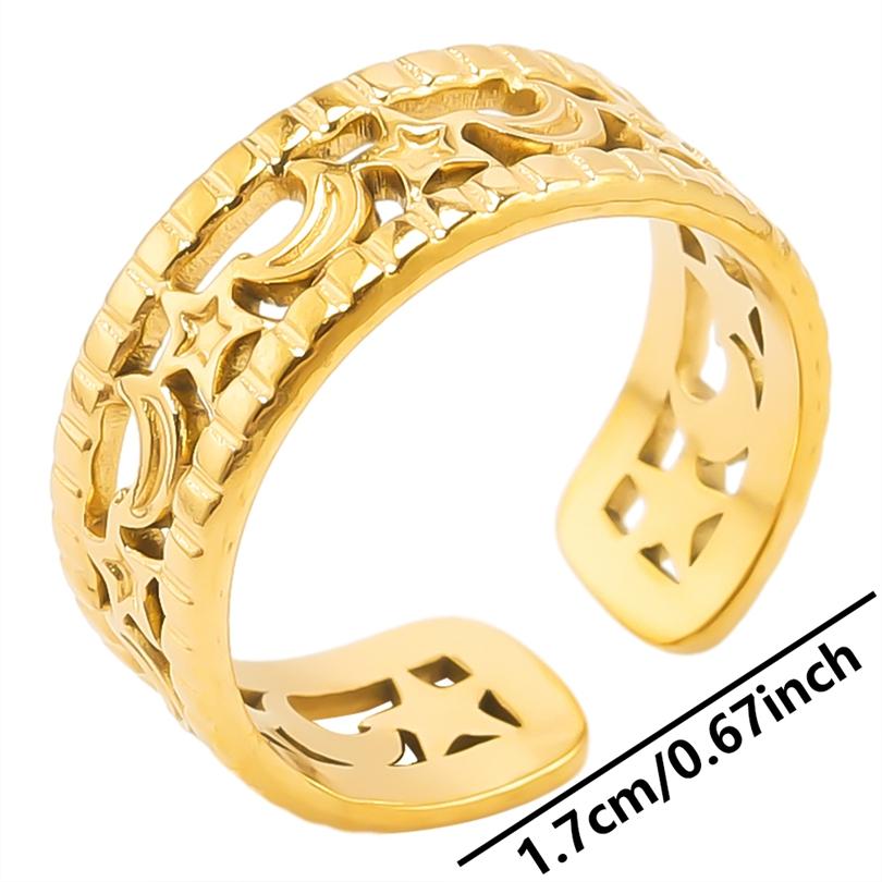 Bague 18k Gold Plated Open Adjustable Stainless Steel Rings For Women Men Accessories Cross Shell Plant Leaf Ring Finger Jewelry