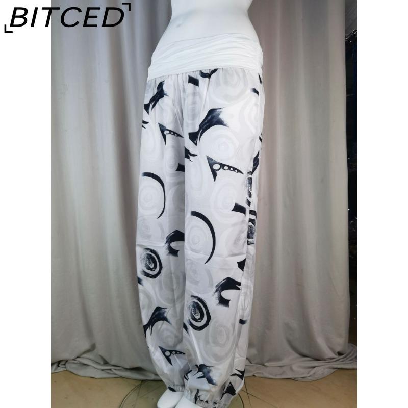BITCED 15 Color Women Casual Elastic Waist Plus Size Print Long Trousers Straight Loose Long Pants Haren
