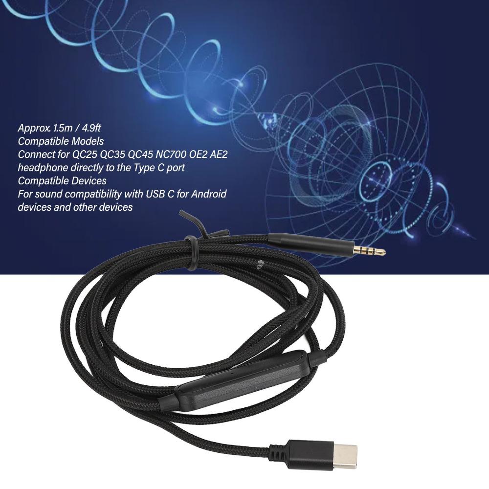 Lossless Noiseless 2.5mm To USB C Sound Cord for QC25 QC35 QC45 NC700 OE2 AE2 Headphone