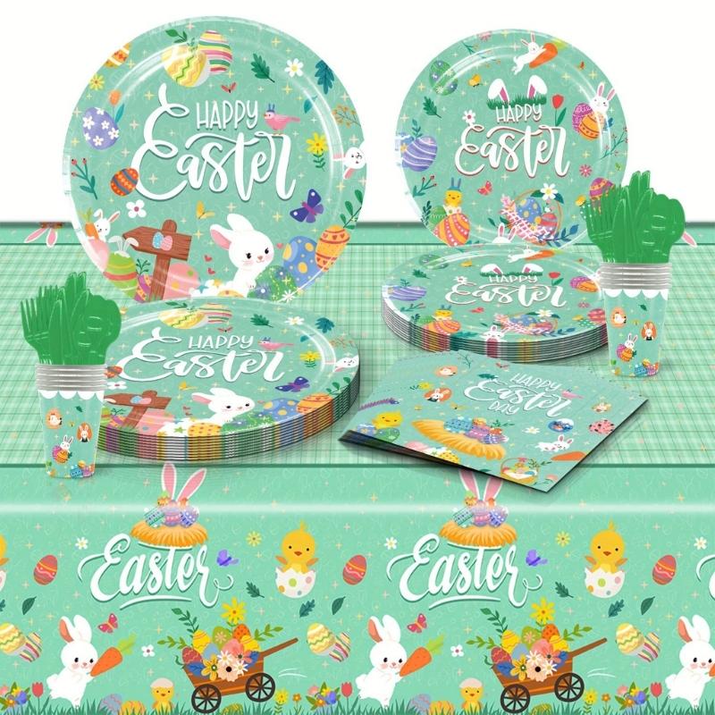 60 Pieces Paper Plates Cups Napkins Set Disposable Dinnerwares Accessories Party Cutlery for Birthdays and Gatherings