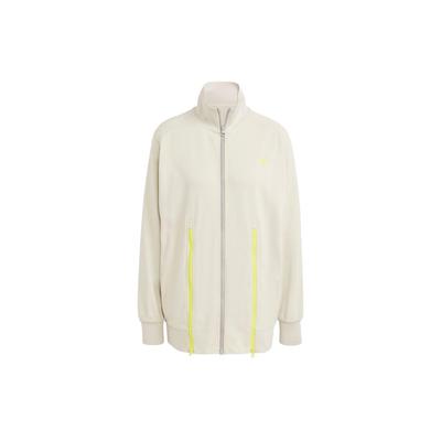 Chaqueta para Mujer con Cremallera, Manga Larga, Cuello Alto, Estampado de Logo, Color Amarillo Crema IJ0601